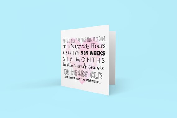 18th BIRTHDAY CARD Printable Birthday Card 18th Birthday | Etsy
