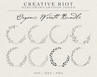 ORGANIC WREATH BUNDLE - Wreath Graphic Svg, Farmhouse Svg, Commercial Use Svg, Wedding Svg, Floral Wreath Svg, Laurel Wreath Svg, Logo Svg