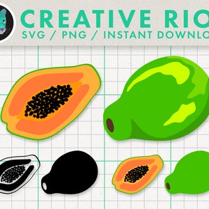 PAPAYA SVG - Papaya Clipart, Papaya Vektor, Cricut Papaya, Silhouette Papaya, Papaya Druckdatei, Obst SVG, Obst Vektor, tropische Früchte