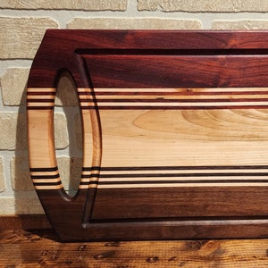 Black Walnut, Maple, Wenge & Padauk Hardwood Cutting Board. Deep Juice Groove Catches Meat Drippings. Chef Gift. Kitchen Gift. FREE Shipping