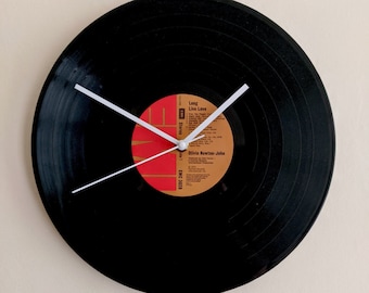 Olivia Newton John 12 Inch Vinyl Record Clock LP Unique Gift For Pop Music Fan Nostalgic Pop Music Wall Clock Live Long Love
