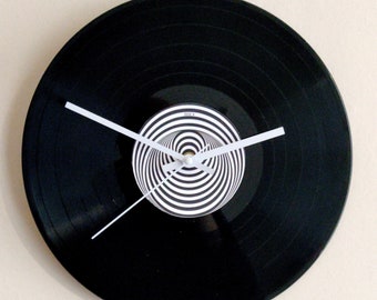 Vertigo Swirl Vinyl Record Wall Clock 12" Unique Gift For 1970s, 80s Rock & Heavy Metal Music fan - Metallica - Black Sabbath - Status Quo