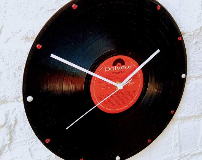 Vinyl Record Wall Clock 12" LP Real Record Clock With Red Label and White Clock Hands Unique Gift