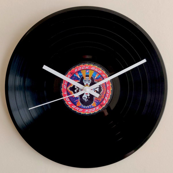 Kiss Rock And Roll Over Vinyl Record Wall Clock 12" LP Unique Gift For Heavy Metal & Rock Music fan