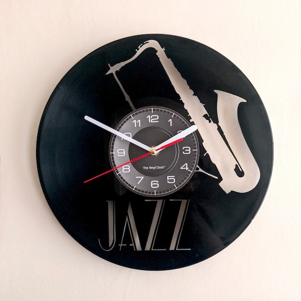 12 Inch Jazz Vinyl Record Wall Clock Laser Cut - Saxaphone