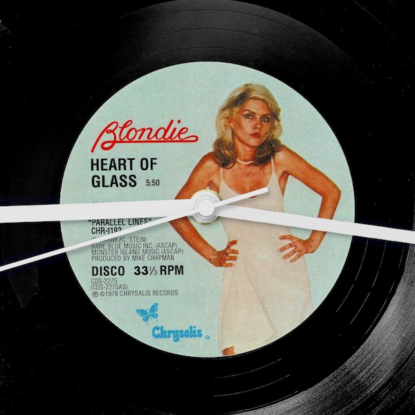 Blonde Heart Of Glass LP Vinyl Record Wall Clock 12" Disco Music Memorabilia Debbie Harry 1970s Unique Gift