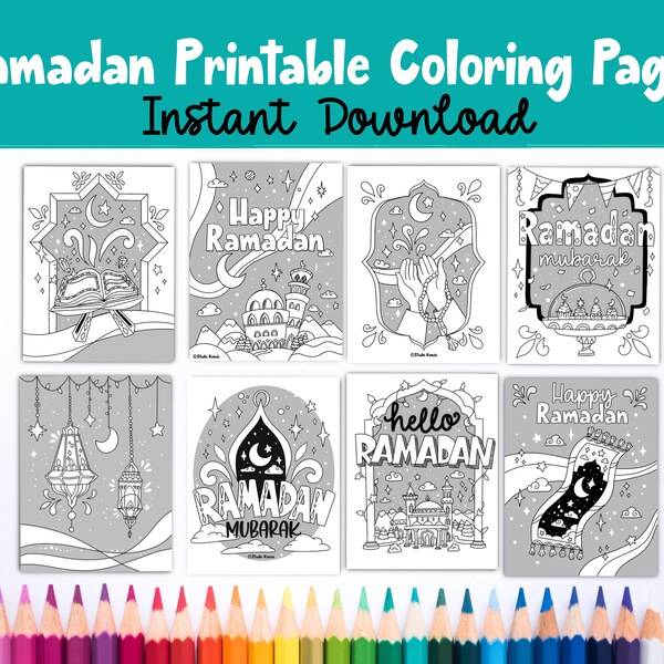 Joyful Ramadan Coloring Pages – Islamic Art Bundle (Digital Download)