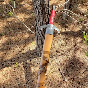 Dragon Quest XI Echoes of the Elusive Age Hand Forged Medieval Warrior Crusader Templar Peened Handmade Sword Full Tang Wood Scabbard