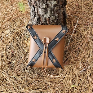 Medieval Viking Templar Knight Square Leather Renaissance Bag with Belt Loop