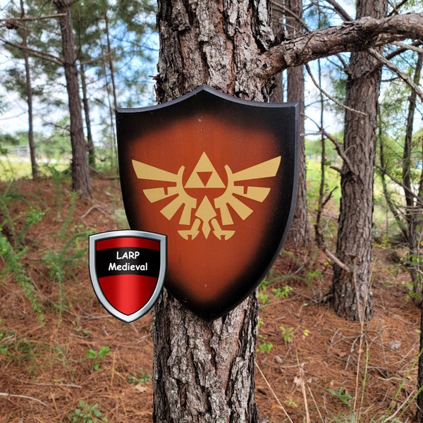 Legend of Zelda Hylian Sigil Polished Wood Universal Sword Wall Display Plaque Home Décor - Updated Version