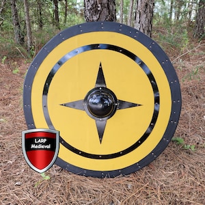 Norse Svalinn Vikings Knights Leather Wrapped Norsemen Handmade Round Shield Huge 31 Inches