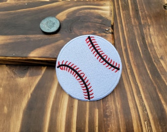 Embroidered Baseball Ball Iron On Sew Applique Patch White Red Black