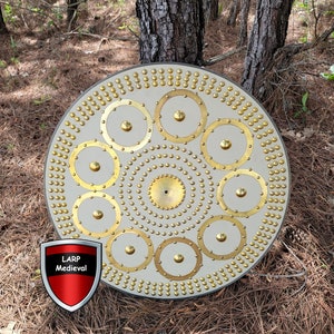 Scottish Targe Highland Celtic Warrior Medieval Shield Spike White Leather Wrapped Wood Grip