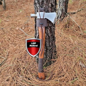Forged Steel Norse Viking Axe Polished Hardwood Camping Hammer Leather Belt Loop