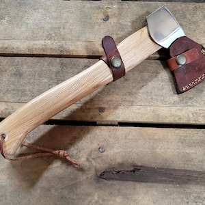 Handmade Norse Viking Hatchet Stainless Steel Camping Axe Travel Tool Hardwood Haft