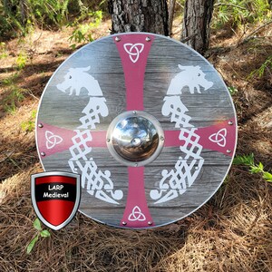 Norse Dragon Viking Valhalla Ragnarök Mythic Edda Gokstad Ship Wood Round Shield