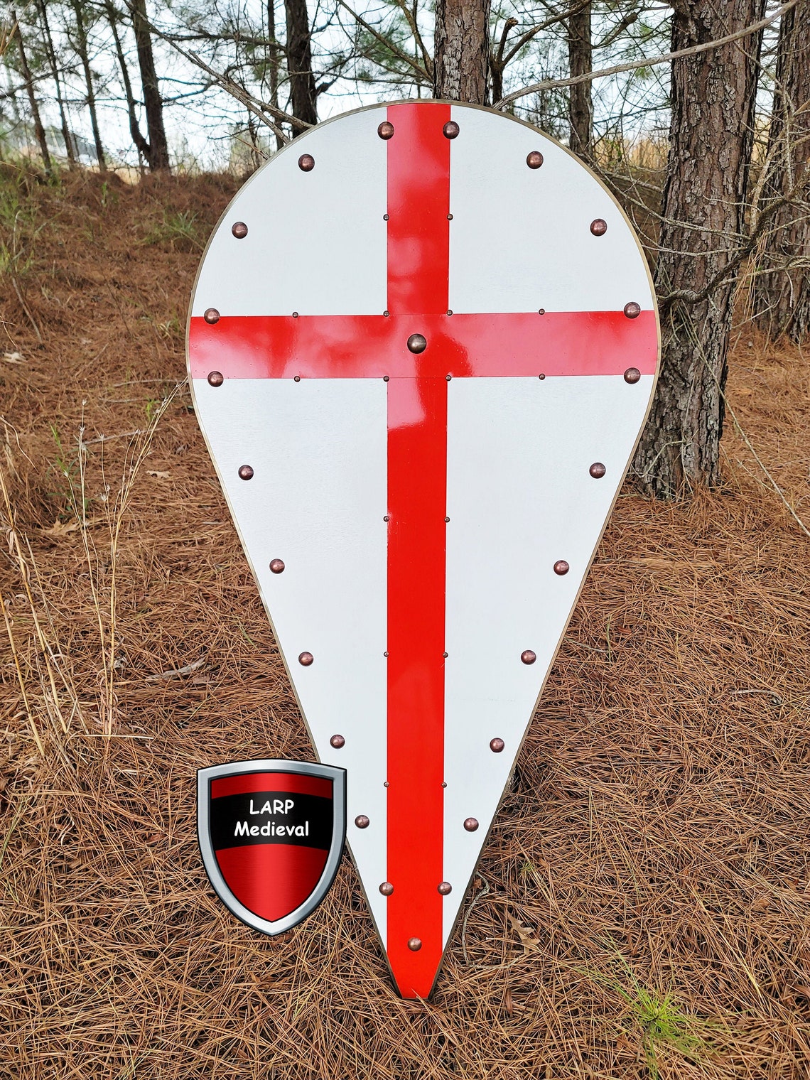 Templar Knight Crusader Wooden Steel Red Cross Kite Shield Etsy