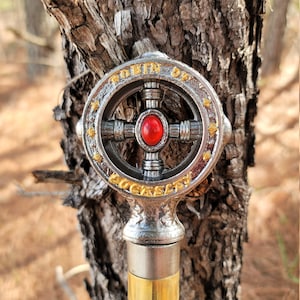 Stainless Steel Robin of Locksley Earl of Huntington Celtic Cross Red Gold Walking Cane Stick