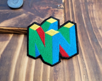 Logo coloré de jeu classique moderne N64 brodé à repasser, patch à coudre sur applique pour joueurs