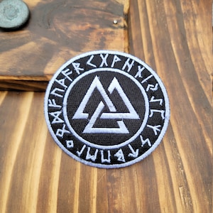 Embroidered Viking Valknut Runes Iron On Sew Applique Patch Norse Mythology