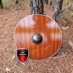 Battle Ready Wooden Medieval Middle Age Norse Viking Round 16ga Black Boss Shield