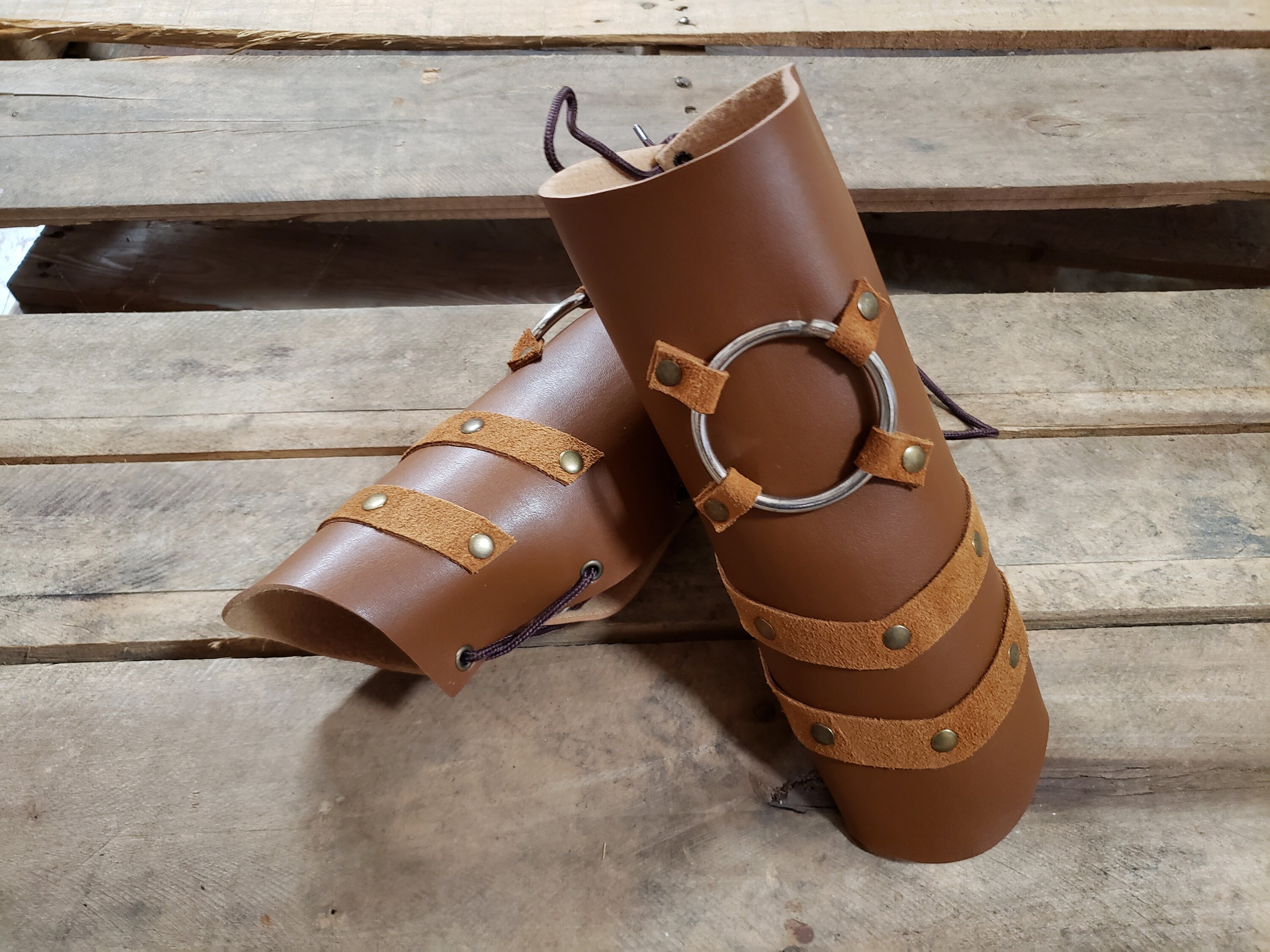 Steampunk Conan Barbarian Laced Leather Bracers Arm Guard Etsy