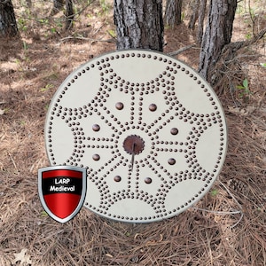 Scottish Targe Highland Celtic Warrior Medieval Shield Spike White Leather Wrap Wooden Grip