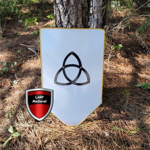 Medieval Celtic Steel Triquetra Trinity Knot Curved Wooden Mini Kite Shield