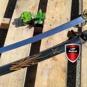 Japanese Samurai 1060 Carbon Katana Sword Orchid Flower Piano Black Wood Scabbard