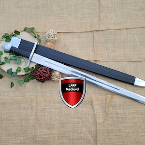 Age of Chivalry Medieval Crusader Templar Knight Sword Full Tang Peened Wood Scabbard