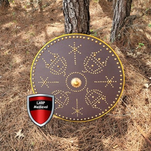 Ancient Targe Neolithic Art Medieval Shield Handmade Hardwood Leather Wrapped
