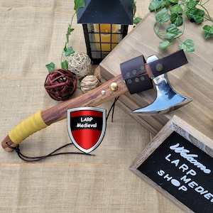 Stainless Steel Bearded Viking Axe Solid Hardwood Haft Hatchet Camping Tool
