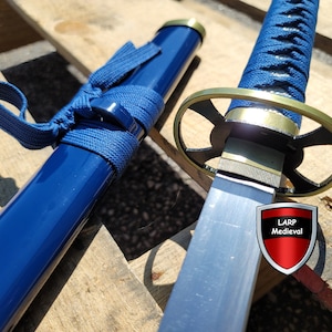 Japanese Anime Manga Replica Katana Samurai Ninja Sword Piano Blue Scabbard