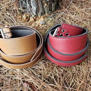 Valhalla Norse Runic Viking Raider Thor&#39;s Strength Leather Buckled Belt Extended End Tip