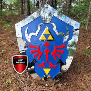 Legend of Zelda Hylian Shield Ocarina of Time Steel Plated Link Wooden Replica
