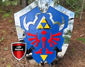 Legend of Zelda Hylian Shield Ocarina of Time Steel Plated Link Wooden Replica