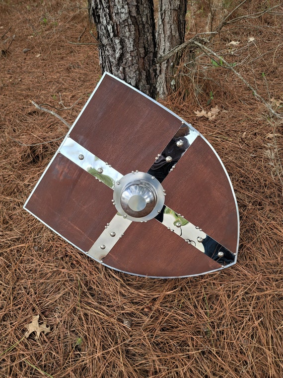 Elden Ring Norse Viking Raider Metal Banded Wooden Kite Shield Etsy UK