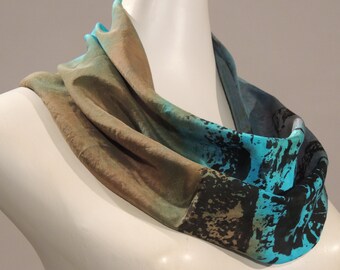 Hand dyed silk and cotton cowl