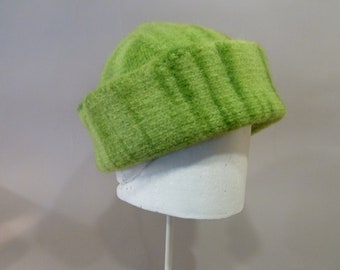 Variegated Lime Felted Wool Hat