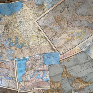 Cartes vintage National Geographic, vendues à l'unité, monde, États-Unis, Méditerranée, Canada, pays de la Bible, Amérique du Sud