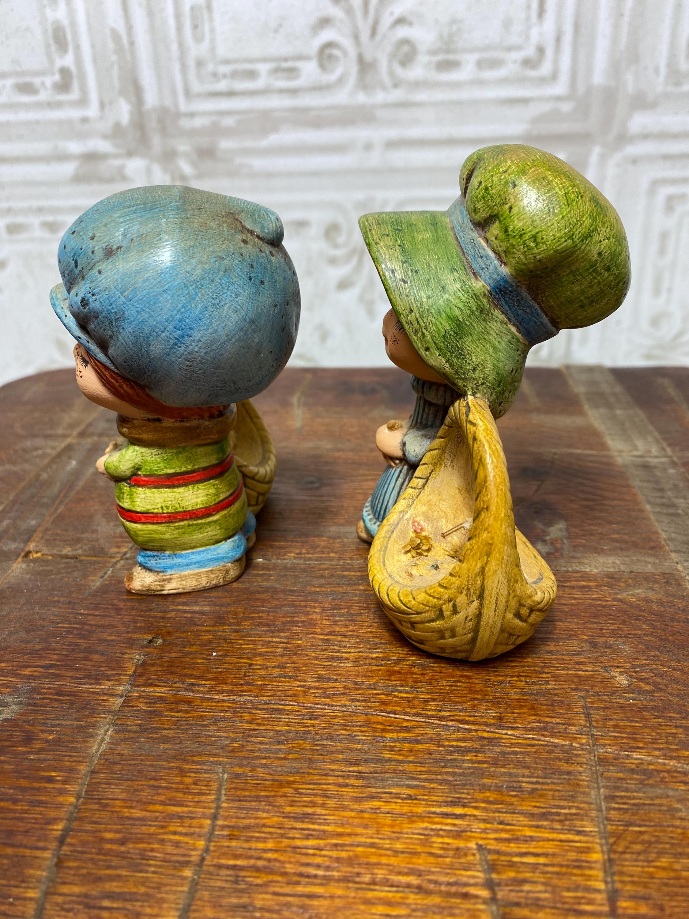 Vintage Set of 2 Ceramic Sunbonnet Girls Figurines, 1970s