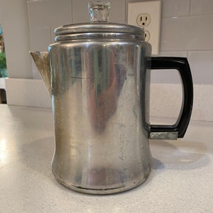 Vintage Century Glass Knob 20 Cup Aluminum Percolator Coffee Maker Camping