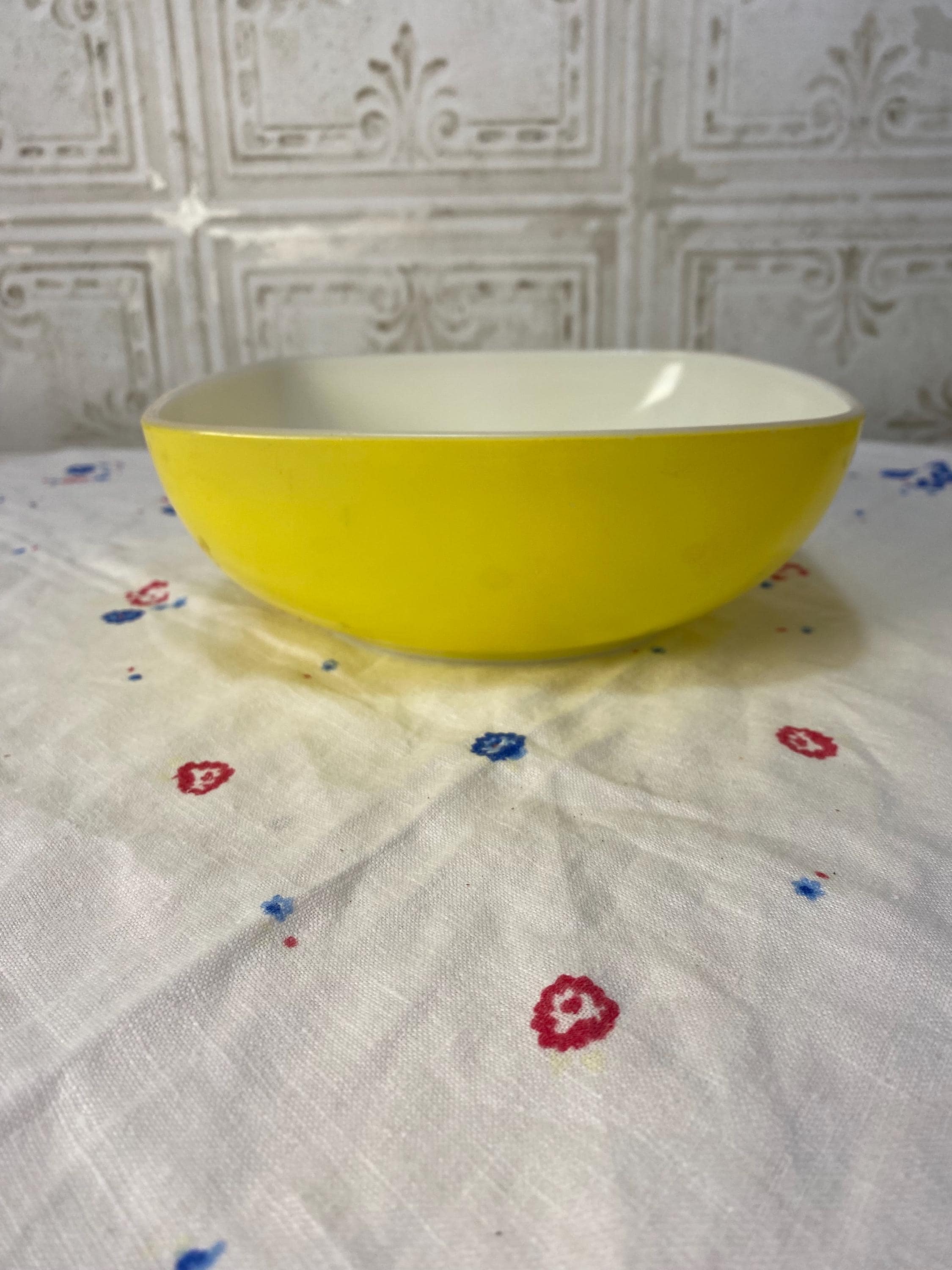 Yellow Pyrex Square Bowl - Etsy