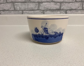 Vintage Bowl, Holland Windmill, Dutch Sailing Ship, Blue and White, Made in Taiwan