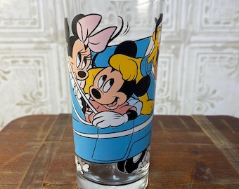 Vintage Disney Glass, Mickey and Minnie Mouse, Pluto, water tumbler, collectible