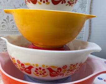 Vintage Pyrexグーズベリー シンデレラミキシングボウルセット 美品 Vintage Pyrex 