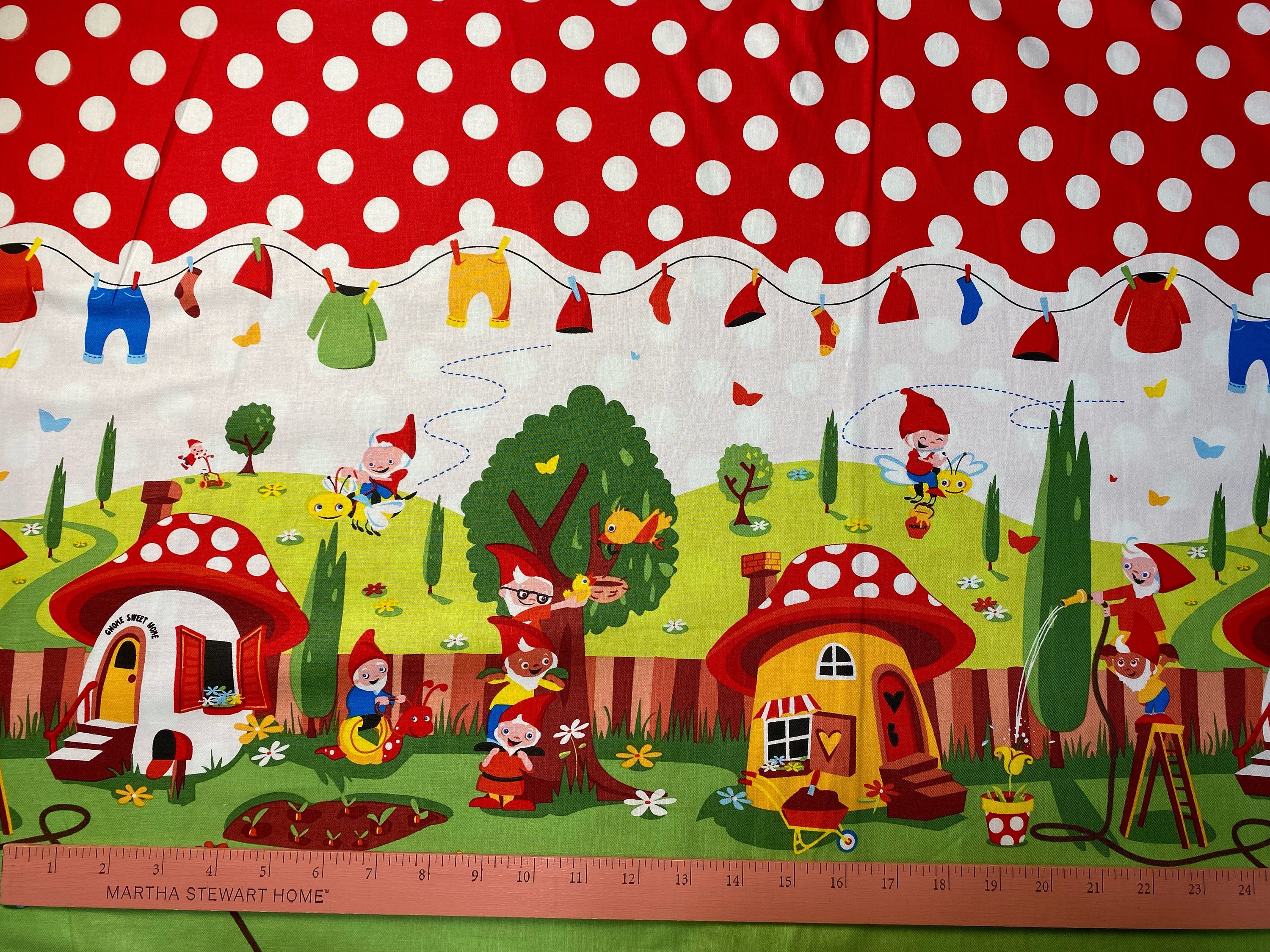 Fabric Gnomeville by Michael Miller by the Yard Half Yard. Vintage Retro Gnomes Mushrooms Polka Dot Woodland CX4365 Etsy
