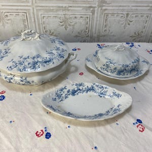 Vintage Antique Porcelain Royale Pitcairn Limited China Serving Pieces, Tunstall England, SOLD INDIVIDUALLY,  Late 1800s, Blue and White