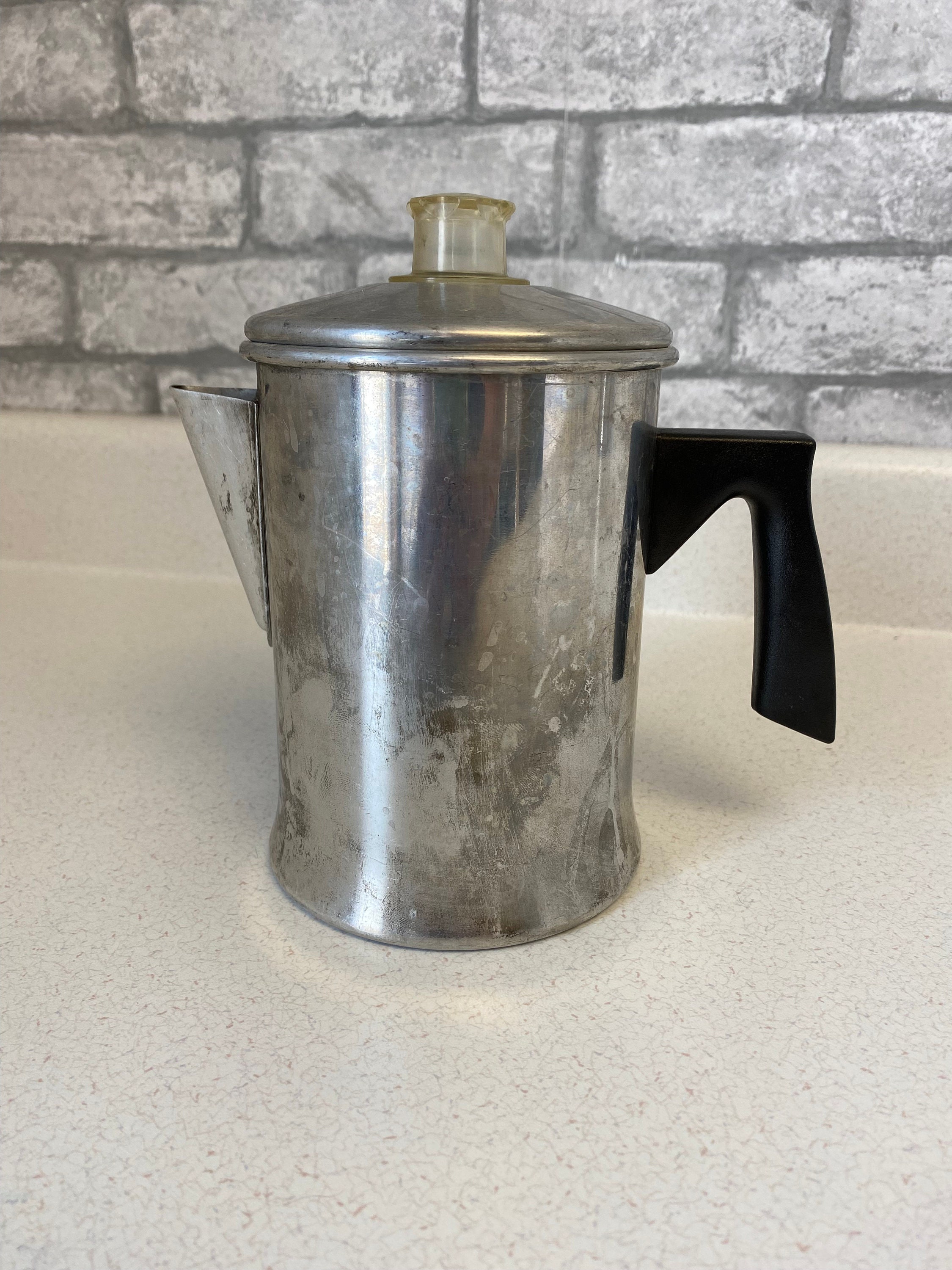Antique Aluminum Coffee Percolator, 8 Cup, Patented Feb 15, 1916