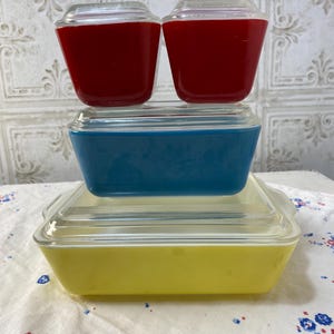 保存容器・ケース (138) Old Pyrex Refrigerator Dish 3Set Pyrex Refrigerator Dishes - Etsy